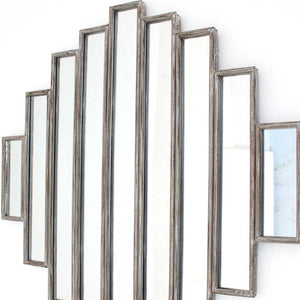 HomeRoots 36" Rustic Multi-Mirrored Wall Sculpture – Geometric Silver Design for Modern & Farmhouse Decor 274588