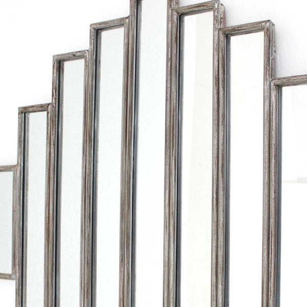 HomeRoots 36" Rustic Multi-Mirrored Wall Sculpture – Geometric Silver Design for Modern & Farmhouse Decor 274588