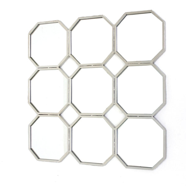 HomeRoots 30" Silver Mirrored Metal Wall Sculpture - Modern Geometric Art for Stunning Home Décor & Elegance 274599