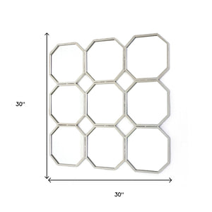 HomeRoots 30" Silver Mirrored Metal Wall Sculpture - Modern Geometric Art for Stunning Home Décor & Elegance 274599