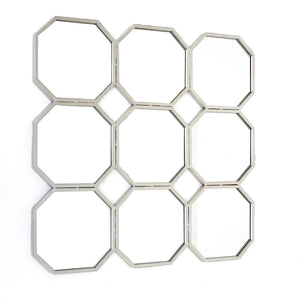 HomeRoots 30" Silver Mirrored Metal Wall Sculpture - Modern Geometric Art for Stunning Home Décor & Elegance 274599