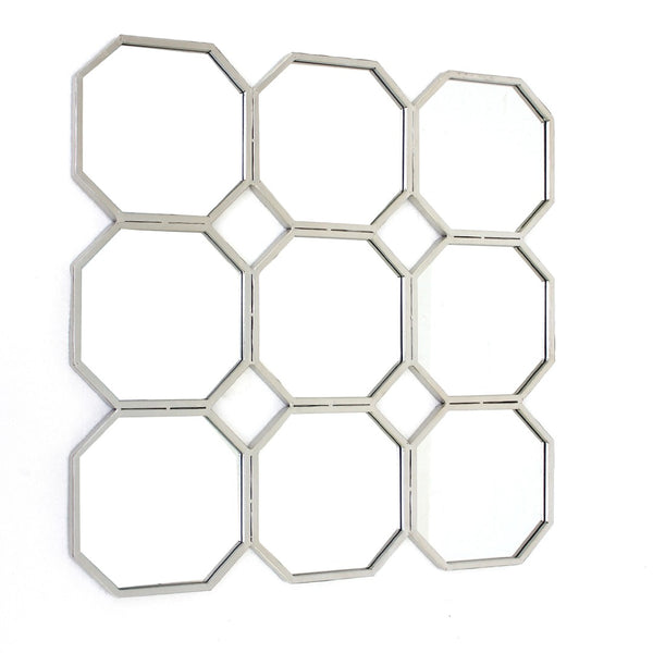 HomeRoots 30" Silver Mirrored Metal Wall Sculpture - Modern Geometric Art for Stunning Home Décor & Elegance 274599