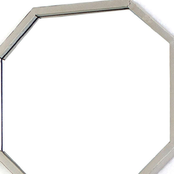 HomeRoots 30" Silver Mirrored Metal Wall Sculpture - Modern Geometric Art for Stunning Home Décor & Elegance 274599