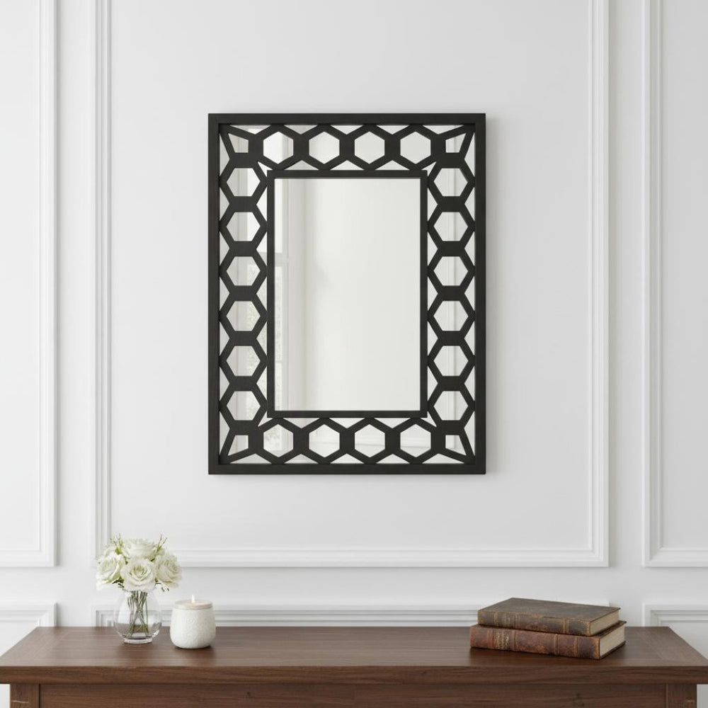 HomeRoots Black Square Accent Mirror - Elevate Your Space with Elegant Design, Durable Frame & Easy Installation 274604
