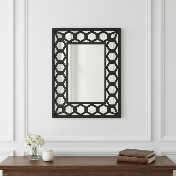 HomeRoots Black Square Accent Mirror - Elevate Your Space with Elegant Design, Durable Frame & Easy Installation 274604