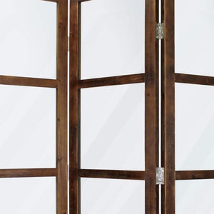 HomeRoots 84" Elegant Three-Panel Folding Screen Divider - Vintage Glass Panels & Whitewashed Wooden Frame 274608