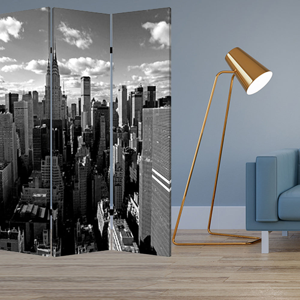 Homeroots 48" X 72" Multi Color Wood Canvas New York Skyline  Screen  Cotton Canvas 274621