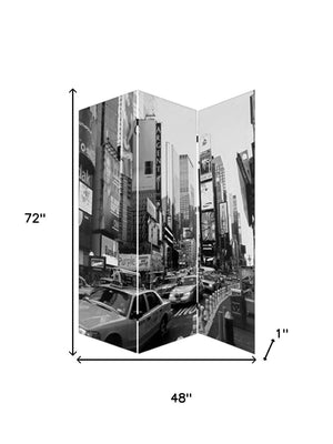 HomeRoots 48 Multi-Color NYC Canvas Folding Screen - Stylish Room Divider with Sturdy Wood Frame & Versatile Design 274622