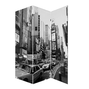 HomeRoots 48 Multi-Color NYC Canvas Folding Screen - Stylish Room Divider with Sturdy Wood Frame & Versatile Design 274622