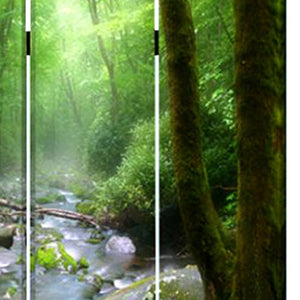 HomeRoots 72" Green Canvas Folding Room Divider - Stylish Three-Panel Screen for Privacy & Versatile Decor 274623