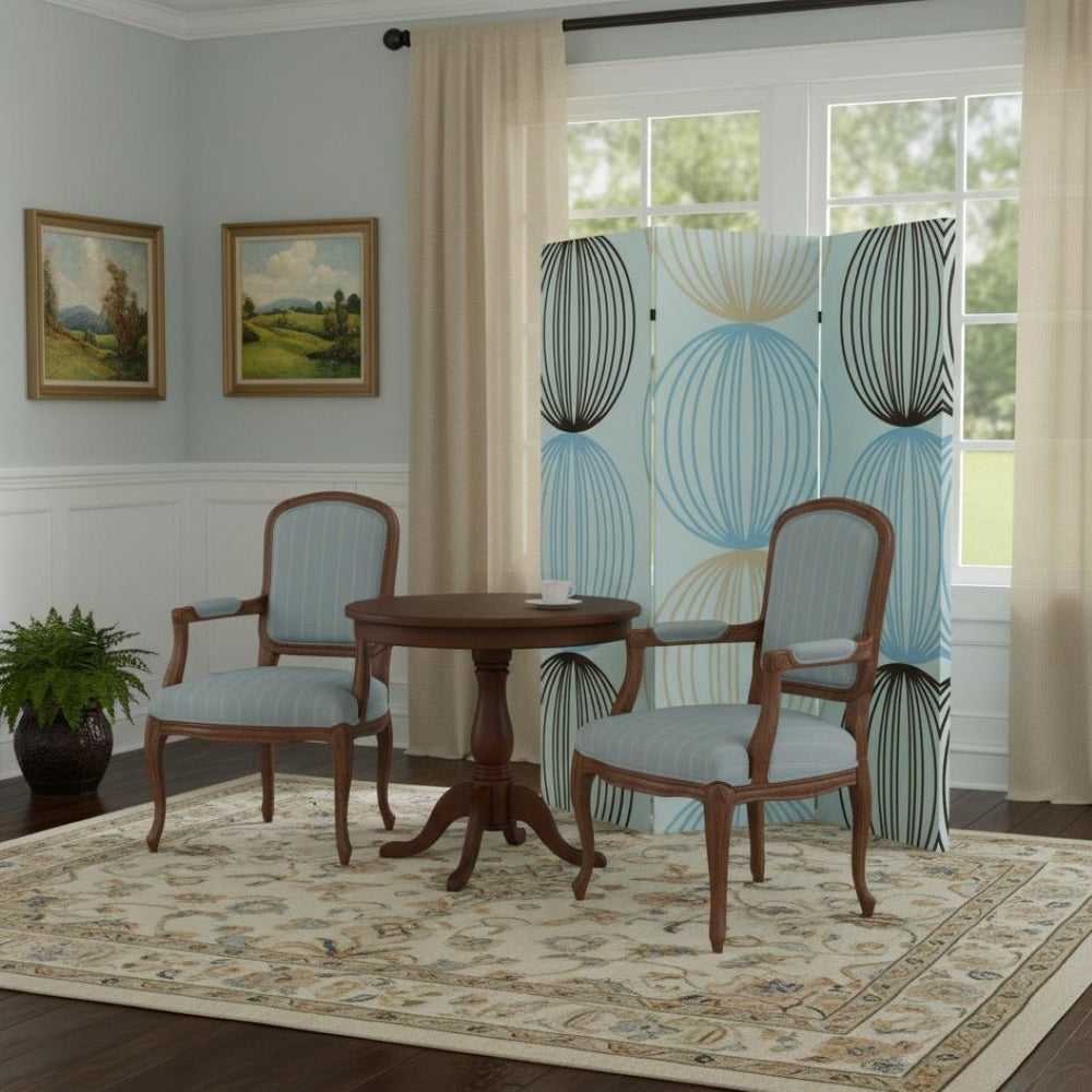 HomeRoots 48 Multi Color Wood Canvas Sphere Folding Screen – Elegant Room Divider for Privacy & Decor 274626