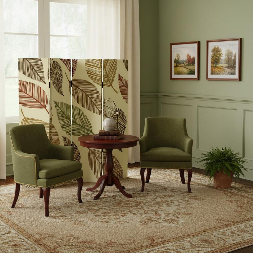 HomeRoots 84 Multi-Color Wood Canvas Folding Screen - Stylish Room Divider for Privacy & Décor Enhancement 274628