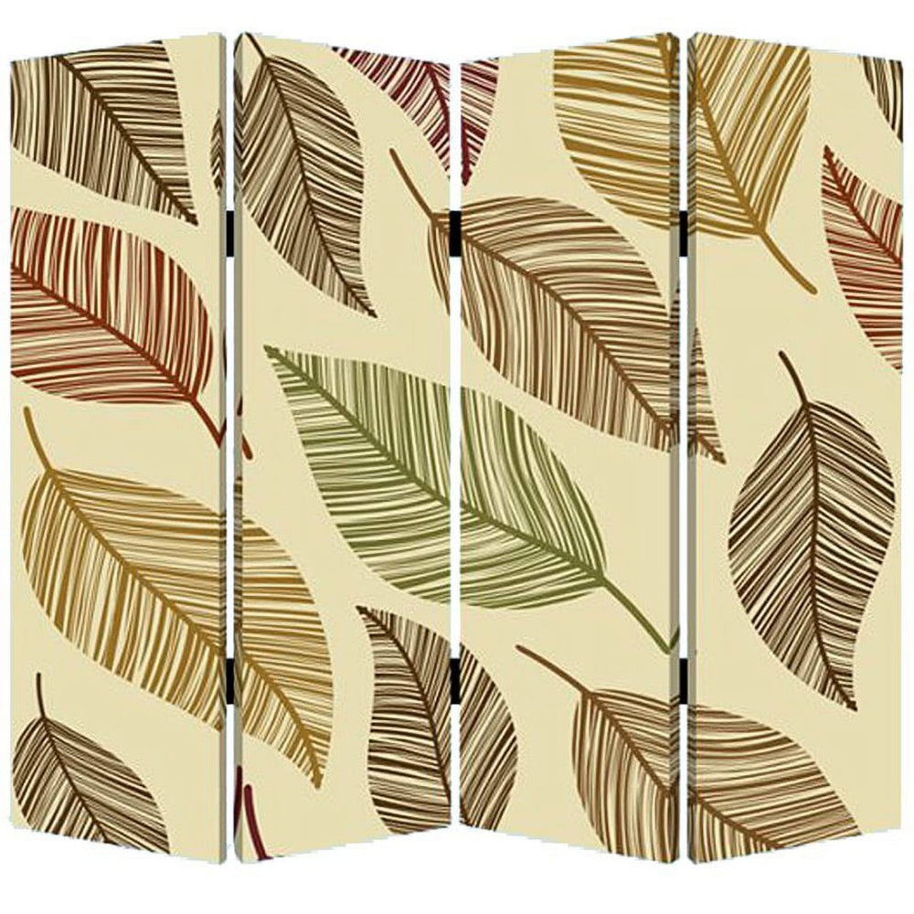 HomeRoots 84 Multi-Color Wood Canvas Folding Screen - Stylish Room Divider for Privacy & Décor Enhancement 274628