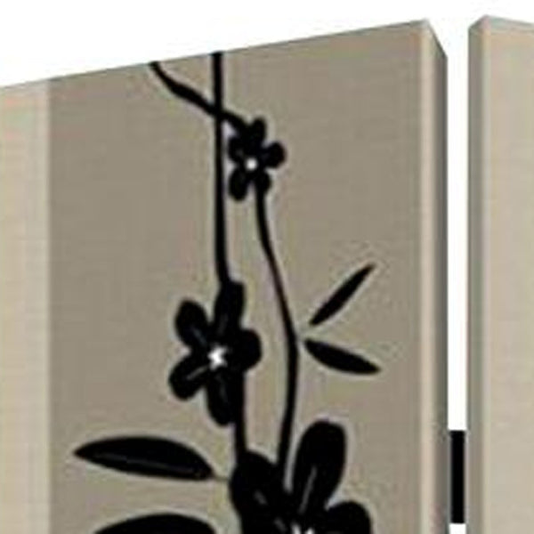 HomeRoots 48" X 72" Multi-Color Wood Canvas Plum Blossom Screen - Elegant Room Divider with Double-Sided Art 274629