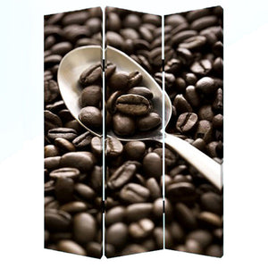 Homeroots 48" X 72" Multi Color Wood Canvas Coffee Time  Screen  Cotton Canvas 274630