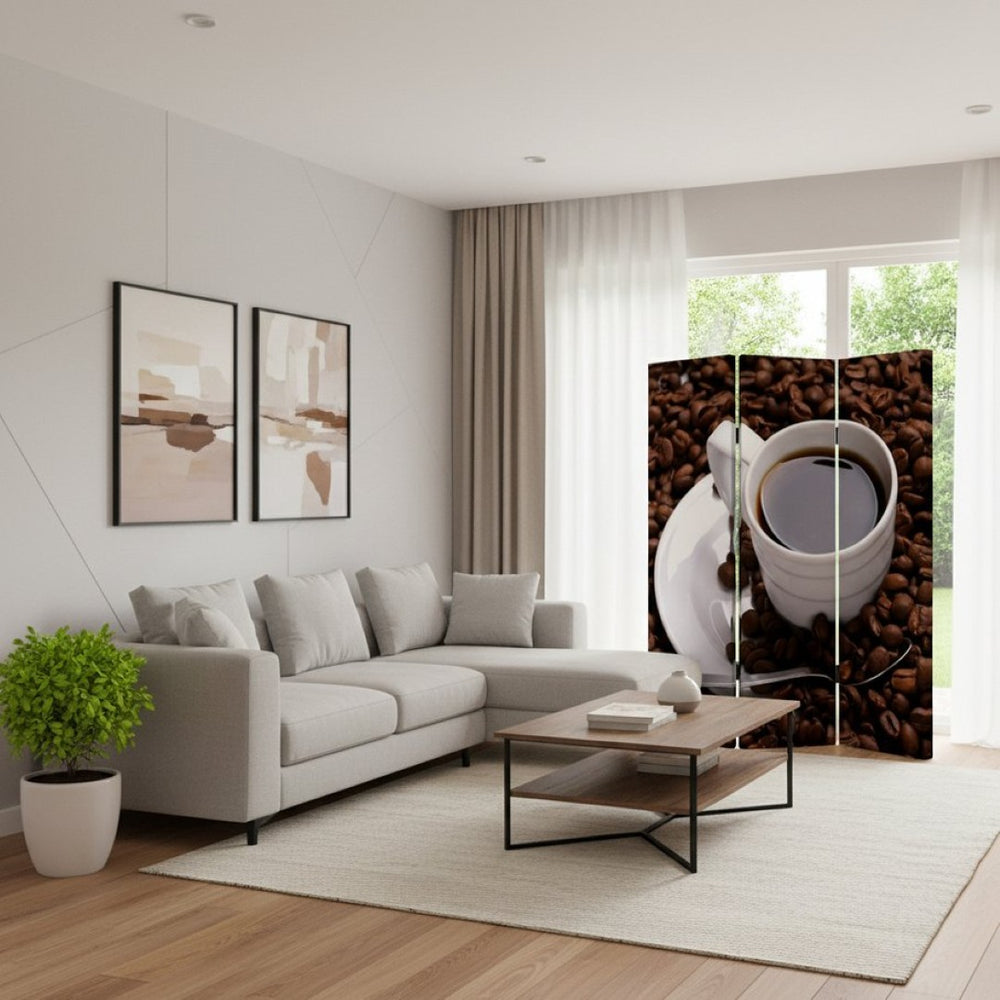 HomeRoots 48" Multi-Color Wood Canvas Screen - Elegant Three-Panel Room Divider for Privacy & Décor 274630