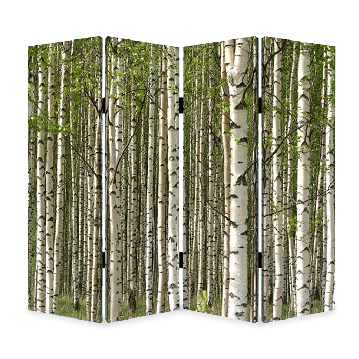 Homeroots 84" X 84" Multi Color Wood Canvas Prolific Forrest  Screen  Cotton Canvas 274631