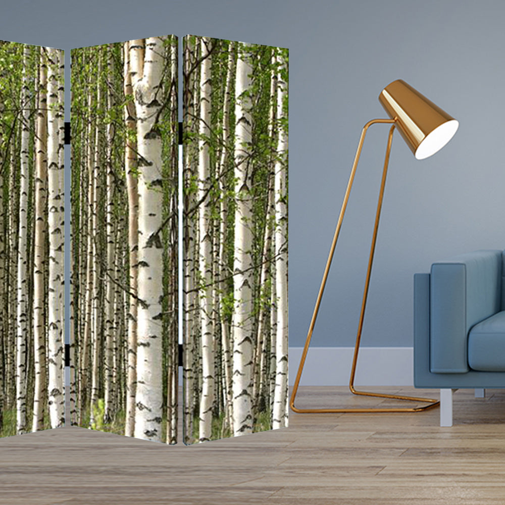 Homeroots 84" X 84" Multi Color Wood Canvas Prolific Forrest  Screen  Cotton Canvas 274631