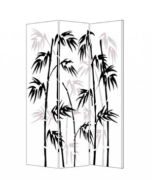HomeRoots 48 X 72 Elegant Multi-Color Bamboo Leaf Canvas Screen - Portable 3-Panel Room Divider for Privacy 274632