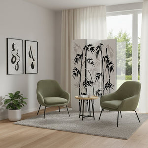 HomeRoots 48 X 72 Elegant Multi-Color Bamboo Leaf Canvas Screen - Portable 3-Panel Room Divider for Privacy 274632