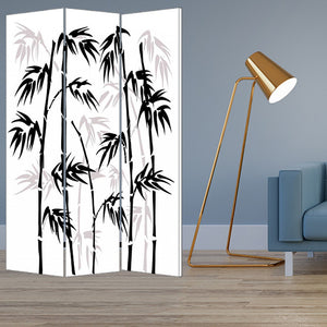 HomeRoots 48 X 72 Elegant Multi-Color Bamboo Leaf Canvas Screen - Portable 3-Panel Room Divider for Privacy 274632