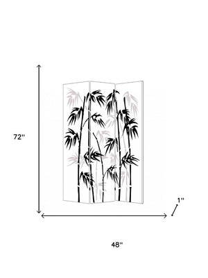 HomeRoots 48 X 72 Elegant Multi-Color Bamboo Leaf Canvas Screen - Portable 3-Panel Room Divider for Privacy 274632