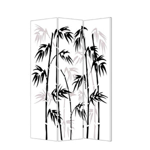 HomeRoots 48 X 72 Elegant Multi-Color Bamboo Leaf Canvas Screen - Portable 3-Panel Room Divider for Privacy 274632