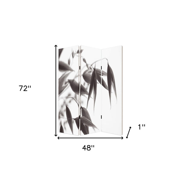 HomeRoots 48" X 72" Elegant Multi-Color Wood Canvas Folding Screen - Stylish Room Divider & Privacy Solution 274635