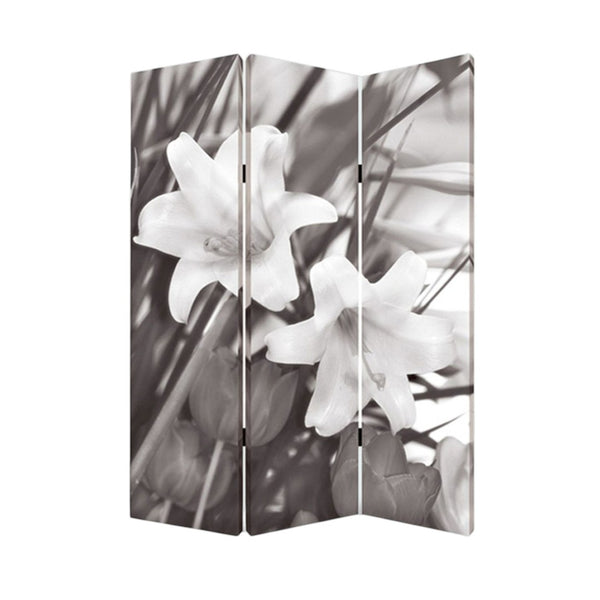 HomeRoots 48" X 72" Elegant Multi-Color Wood Canvas Folding Screen - Stylish Room Divider & Privacy Solution 274635
