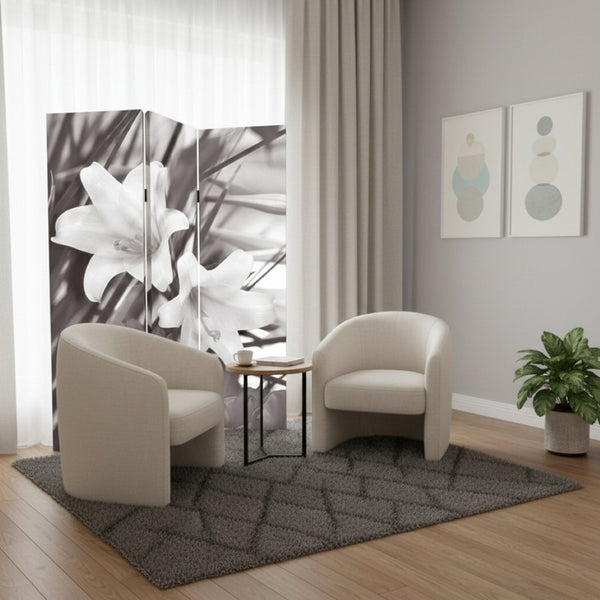 HomeRoots 48" X 72" Elegant Multi-Color Wood Canvas Folding Screen - Stylish Room Divider & Privacy Solution 274635