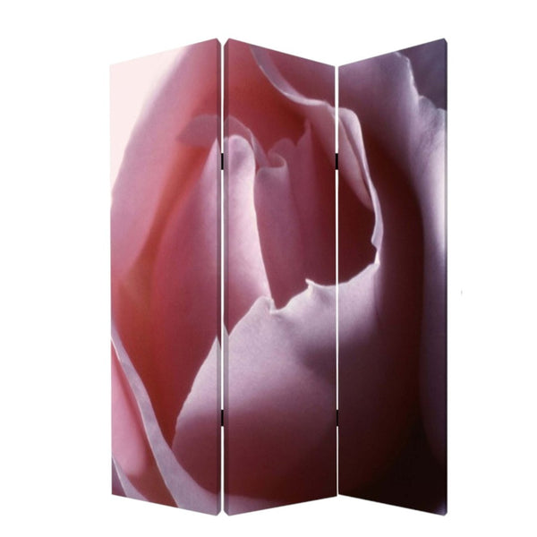 HomeRoots 48 X 72 Multi-Color Wood Canvas Rose Screen - Versatile 3-Panel Room Divider with Artistic Flair 274637