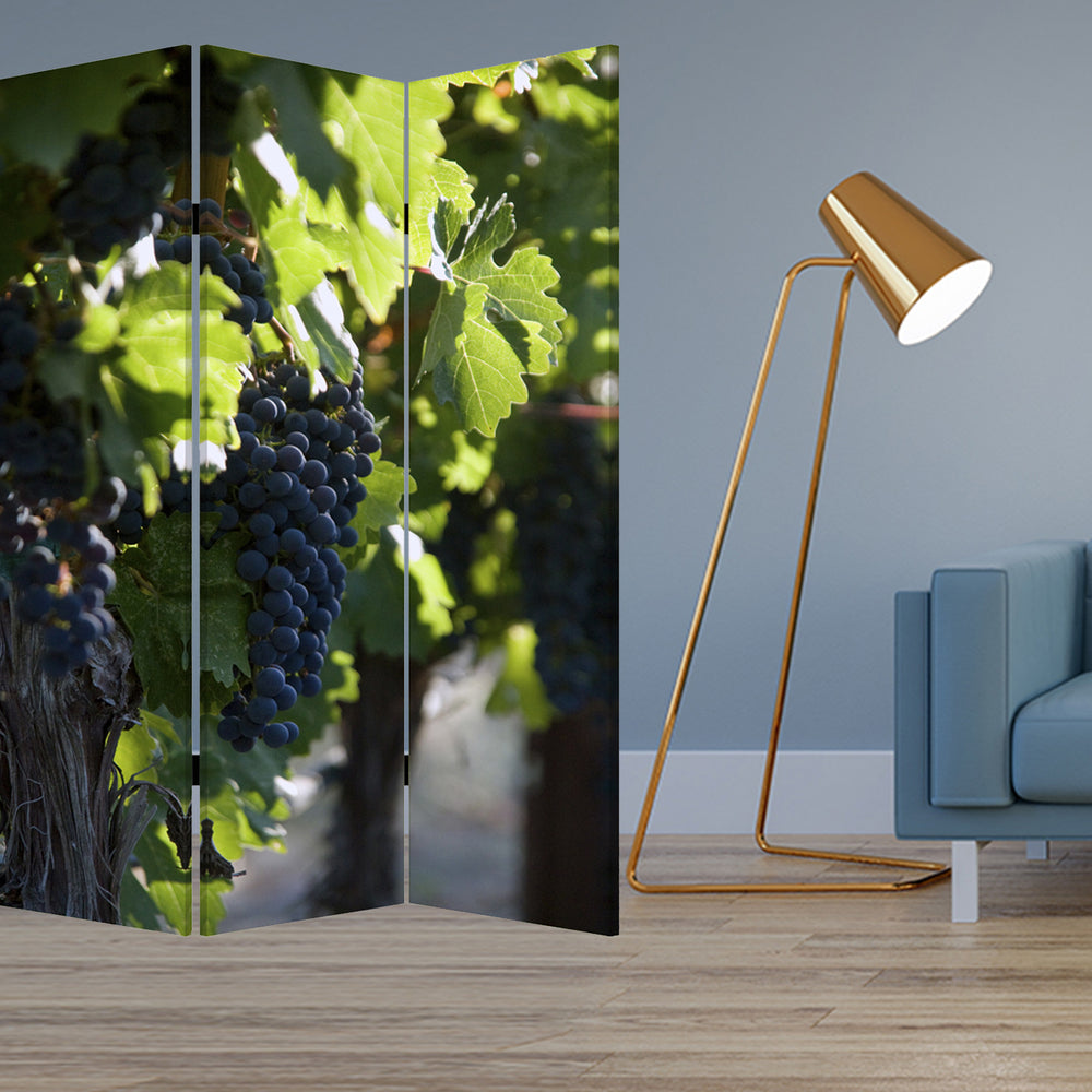 Homeroots 48" X 72" Multi Color Wood Canvas Wine Country  Screen  Cotton Canvas 274640