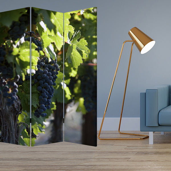 Homeroots 48" X 72" Multi Color Wood Canvas Wine Country  Screen  Cotton Canvas 274640