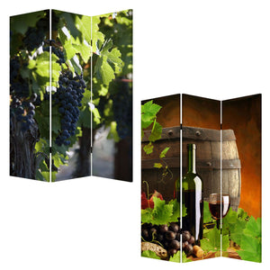 Homeroots 48" X 72" Multi Color Wood Canvas Wine Country  Screen  Cotton Canvas 274640