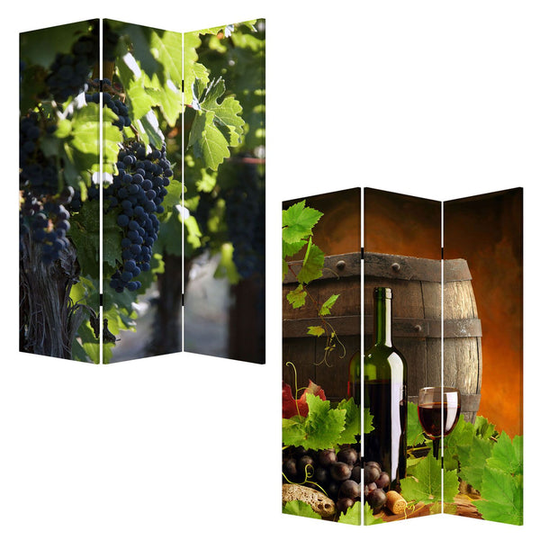 Homeroots 48" X 72" Multi Color Wood Canvas Wine Country  Screen  Cotton Canvas 274640