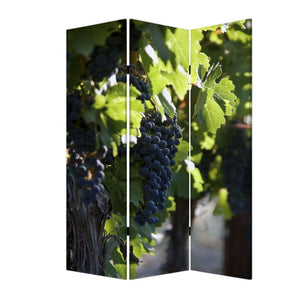 HomeRoots 48" X 72" Multi-Color Wood Canvas Room Divider Screen with Wine-Country Design for Style & Privacy 274640