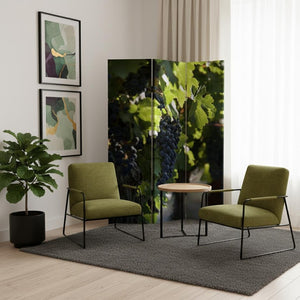 HomeRoots 48" X 72" Multi-Color Wood Canvas Room Divider Screen with Wine-Country Design for Style & Privacy 274640