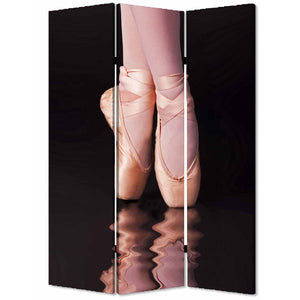 Homeroots 48" X 72" Multi Color Wood Canvas Ballet  Screen  Cotton Canvas 274641