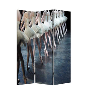 HomeRoots 48" Multi Color Wood Canvas Ballet Screen – Vibrant 3-Panel Room Divider for Stylish Space Definition 274641