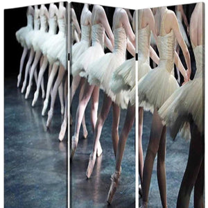 HomeRoots 48" Multi Color Wood Canvas Ballet Screen – Vibrant 3-Panel Room Divider for Stylish Space Definition 274641