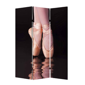 HomeRoots 48" Multi Color Wood Canvas Ballet Screen – Vibrant 3-Panel Room Divider for Stylish Space Definition 274641