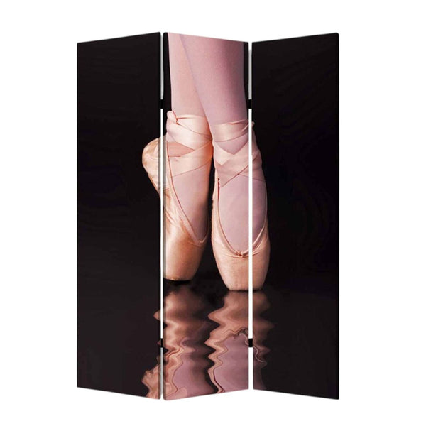 HomeRoots 48" Multi Color Wood Canvas Ballet Screen – Vibrant 3-Panel Room Divider for Stylish Space Definition 274641