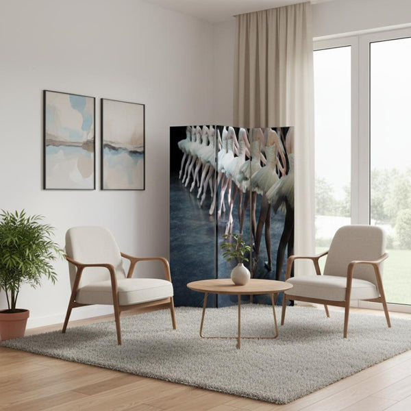 HomeRoots 48" Multi Color Wood Canvas Ballet Screen – Vibrant 3-Panel Room Divider for Stylish Space Definition 274641