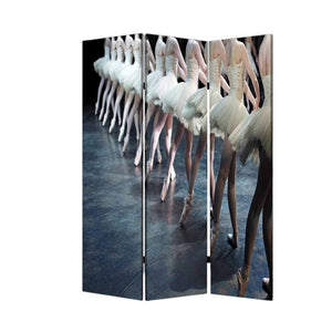 HomeRoots 48" Multi Color Wood Canvas Ballet Screen – Vibrant 3-Panel Room Divider for Stylish Space Definition 274641