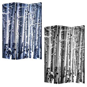 Homeroots 48" X 72" Gray And White Wood Canvas Birch  Screen  Cotton Canvas 274652