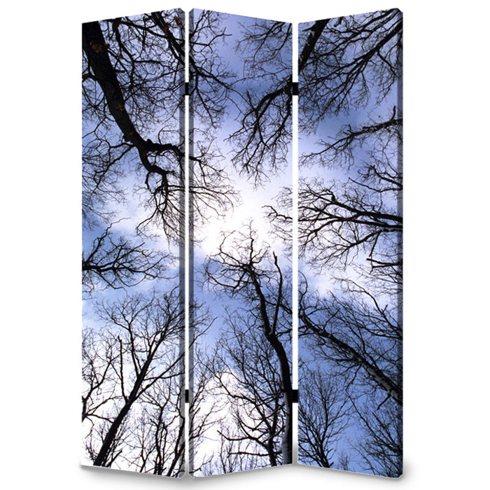 Homeroots 48" X 72" Multi Color Wood Canvas Forest  Screen  Cotton Canvas 274653