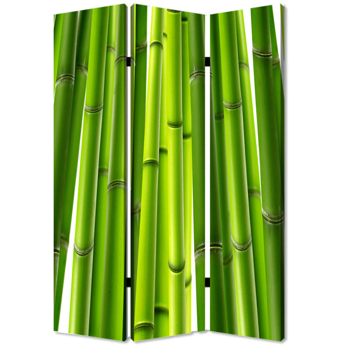 Homeroots 48" X 72" Multi Color Wood Canvas Bamboo  Screen  Cotton Canvas 274654