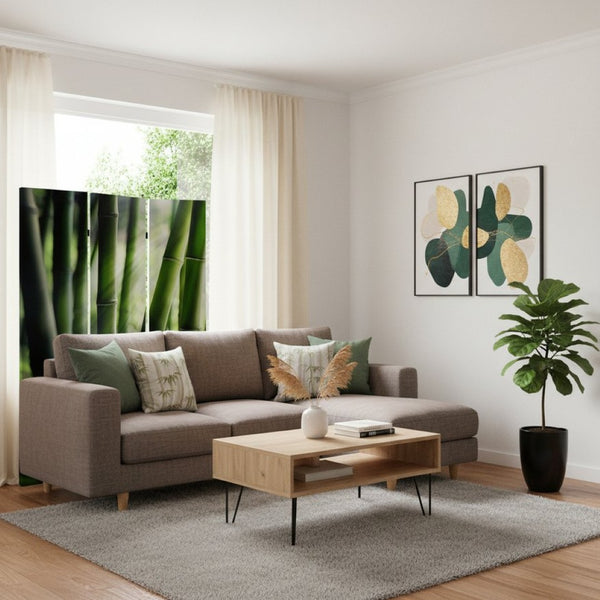 HomeRoots 48" Multi-Color Wood & Canvas Folding Screen - Versatile Room Divider & Decorative Backdrop Solution 274654