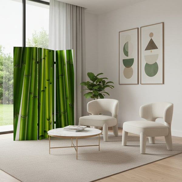 HomeRoots 48" Multi-Color Wood & Canvas Folding Screen - Versatile Room Divider & Decorative Backdrop Solution 274654