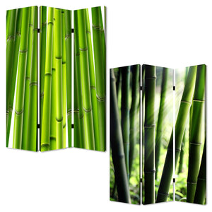 Homeroots 48" X 72" Multi Color Wood Canvas Bamboo  Screen  Cotton Canvas 274654